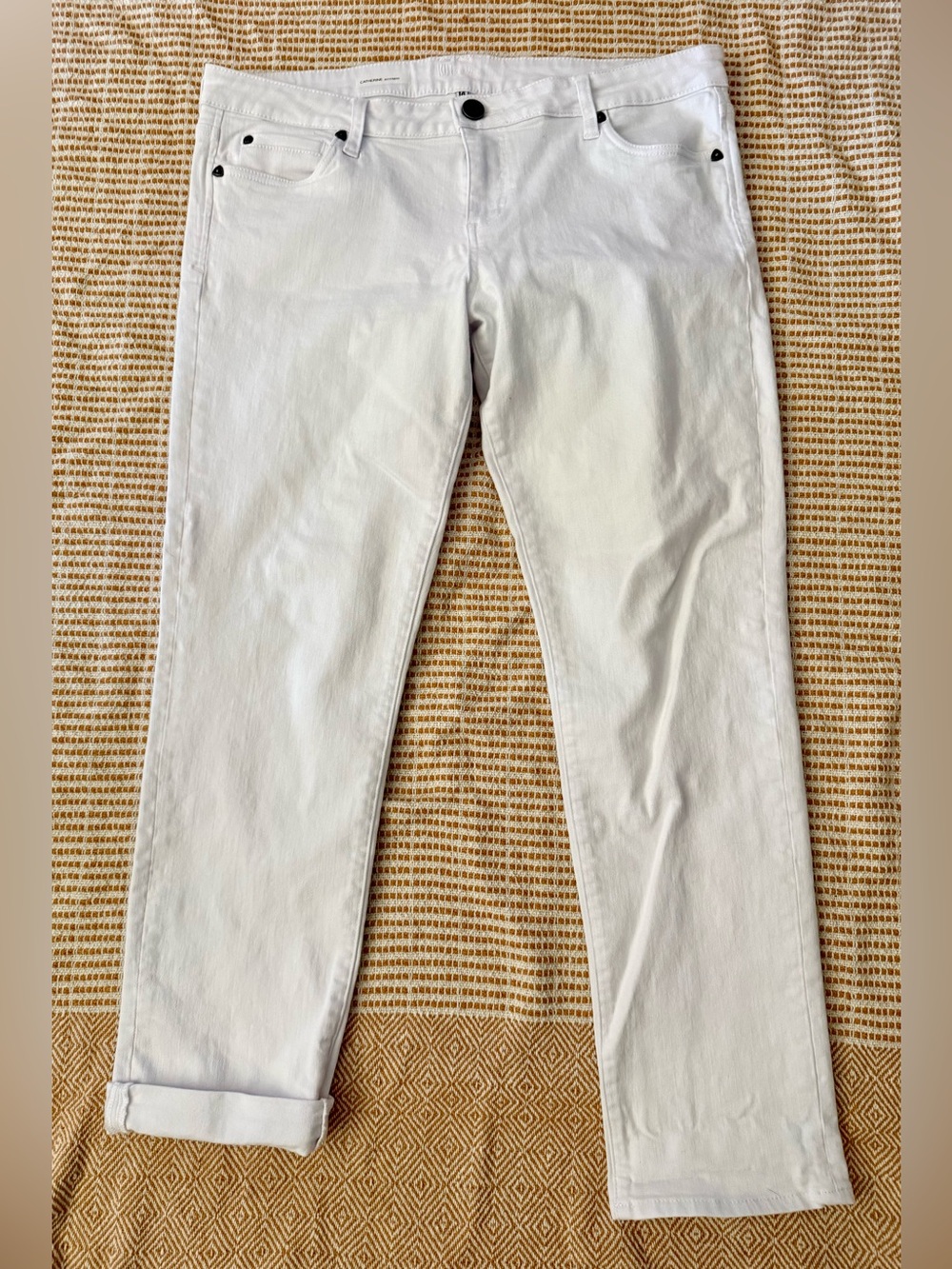 Kut from the Kloth Catherine Boyfriend Crisp White Jeans 14